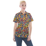 Colorful Lego Texture Lego Bricks Women s Short Sleeve Pocket Shirt