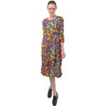 Colorful Lego Texture Lego Bricks Ruffle End Midi Chiffon Dress