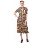 Colorful Lego Texture Lego Bricks Keyhole Neckline Chiffon Dress