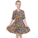 Colorful Lego Texture Lego Bricks Kids  All Frills Chiffon Dress