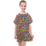 Colorful Lego Texture Lego Bricks Kids  One Piece Chiffon Dress