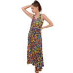 Colorful Lego Texture Lego Bricks V-Neck Chiffon Maxi Dress