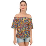 Colorful Lego Texture Lego Bricks Off Shoulder Short Sleeve Top