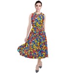 Colorful Lego Texture Lego Bricks Round Neck Boho Dress