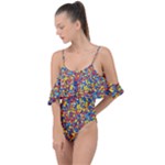 Colorful Lego Texture Lego Bricks Drape Piece Swimsuit