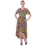 Colorful Lego Texture Lego Bricks Front Wrap High Low Dress