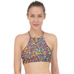 Colorful Lego Texture Lego Bricks Halter Bikini Top