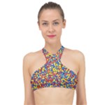 Colorful Lego Texture Lego Bricks High Neck Bikini Top