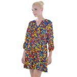 Colorful Lego Texture Lego Bricks Open Neck Shift Dress