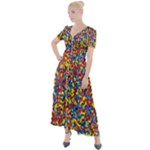 Colorful Lego Texture Lego Bricks Button Up Short Sleeve Maxi Dress