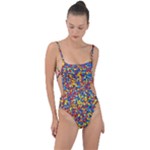 Colorful Lego Texture Lego Bricks Tie Strap One Piece Swimsuit