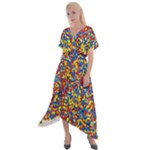 Colorful Lego Texture Lego Bricks Cross Front Sharkbite Hem Maxi Dress