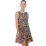 Colorful Lego Texture Lego Bricks Frill Swing Dress