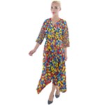 Colorful Lego Texture Lego Bricks Quarter Sleeve Wrap Front Maxi Dress