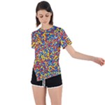 Colorful Lego Texture Lego Bricks Asymmetrical Short Sleeve Sports T-Shirt