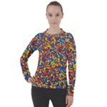 Colorful Lego Texture Lego Bricks Women s Pique Long Sleeve T-Shirt