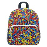 Colorful Lego Texture Lego Bricks Kids  Age 5-10 Lightweight School Backpack with Side Pockets