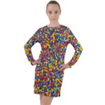 Colorful Lego Texture Lego Bricks Long Sleeve Hoodie Dress