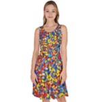 Colorful Lego Texture Lego Bricks Knee Length Skater Dress With Pockets