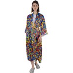 Colorful Lego Texture Lego Bricks Maxi Satin Kimono