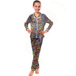 Colorful Lego Texture Lego Bricks Kids  Satin Long Sleeve Pajamas Set