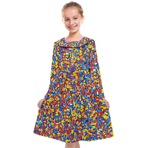 Colorful Lego Texture Lego Bricks Kids  Midi Sailor Dress from ArtsNow.com