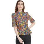 Colorful Lego Texture Lego Bricks Frill Neck Blouse