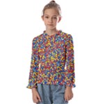 Colorful Lego Texture Lego Bricks Kids  Frill Detail T-Shirt