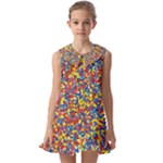 Colorful Lego Texture Lego Bricks Kids  Pilgrim Collar Ruffle Hem Dress