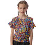 Colorful Lego Texture Lego Bricks Kids  Cut Out Flutter Sleeves