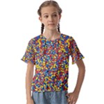 Colorful Lego Texture Lego Bricks Kids  Cuff Sleeve Scrunch Bottom T-Shirt