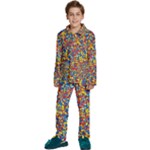 Colorful Lego Texture Lego Bricks Kids  Long Sleeve Velvet Pajamas Set