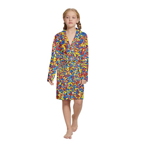 Colorful Lego Texture Lego Bricks Kids  Long Sleeve Velvet Lounge Robe from ArtsNow.com