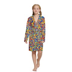 Colorful Lego Texture Lego Bricks Kids  Long Sleeve Velvet Lounge Robe from ArtsNow.com