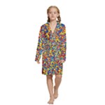 Colorful Lego Texture Lego Bricks Kids  Long Sleeve Velvet Lounge Robe