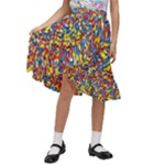 Colorful Lego Texture Lego Bricks Kids  Ruffle Flared Wrap Midi Skirt