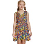 Colorful Lego Texture Lego Bricks Kids  Sleeveless Tiered Mini Dress