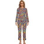 Colorful Lego Texture Lego Bricks Womens  Long Sleeve Lightweight Pajamas Set