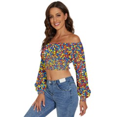 Long Sleeve Crinkled Weave Crop Top 