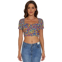 Short Sleeve Square Neckline Crop Top  