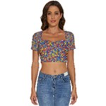 Colorful Lego Texture Lego Bricks Short Sleeve Square Neckline Crop Top 