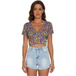 Colorful Lego Texture Lego Bricks V-Neck Crop Top