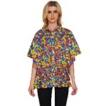 Colorful Lego Texture Lego Bricks Women s Batwing Button Up Shirt