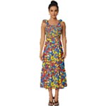 Colorful Lego Texture Lego Bricks Tie-Strap Tiered Midi Chiffon Dress