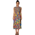 Colorful Lego Texture Lego Bricks Sleeveless Round Neck Midi Dress