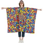 Colorful Lego Texture Lego Bricks Women s Hooded Rain Ponchos