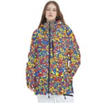 Colorful Lego Texture Lego Bricks Women s Multi Pockets Zip Ski and Snowboard Waterproof Breathable Jacket