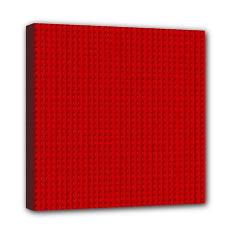 Ed Lego Texture Macro, Red Dots Background, Lego Mini Canvas 8  x 8  (Stretched) from ArtsNow.com