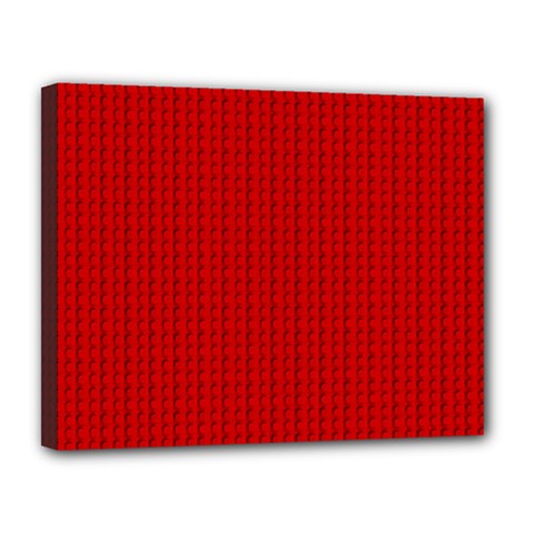 Ed Lego Texture Macro, Red Dots Background, Lego Canvas 14  x 11  (Stretched) from ArtsNow.com