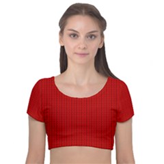 Velvet Short Sleeve Crop Top  